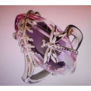 Gold & Pink Dragonfly With Fern Women's Fashion Ring Size 8 Costume Jewelry NWT